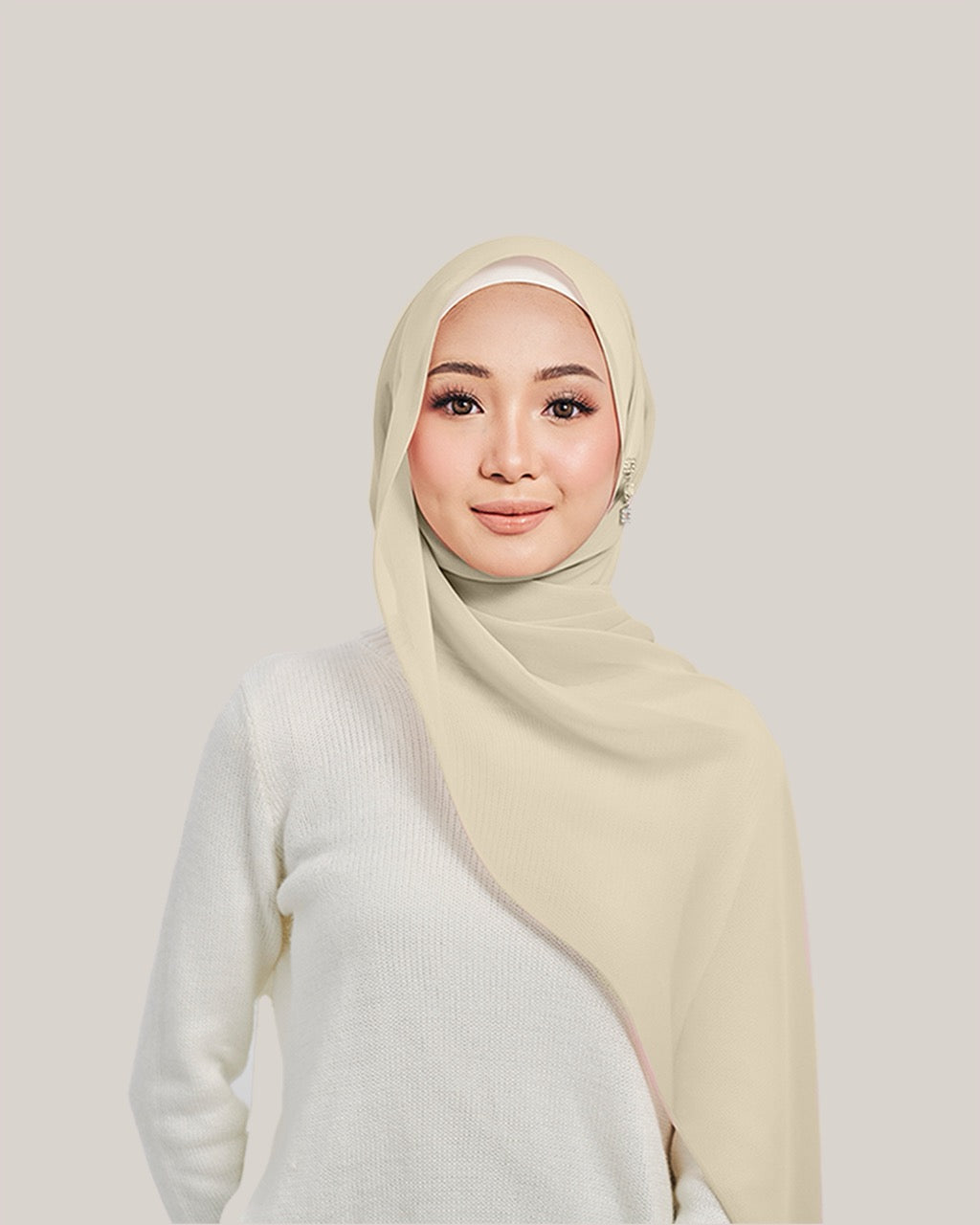 Chiffon Silk in Cream Brulee | Guzel KL