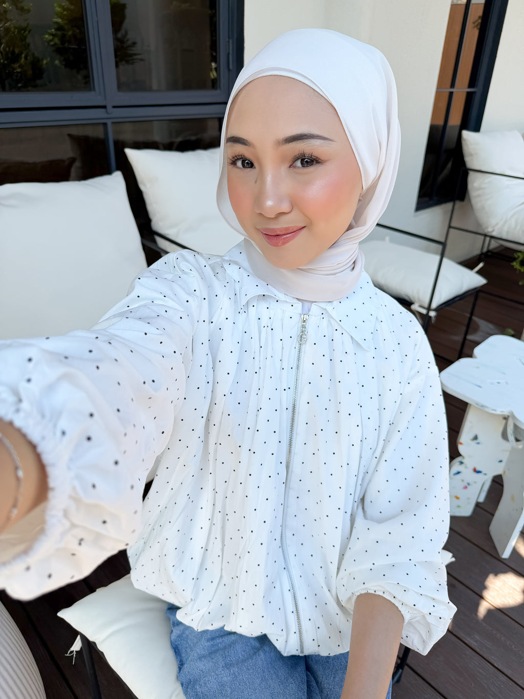 Esme in White Polka
