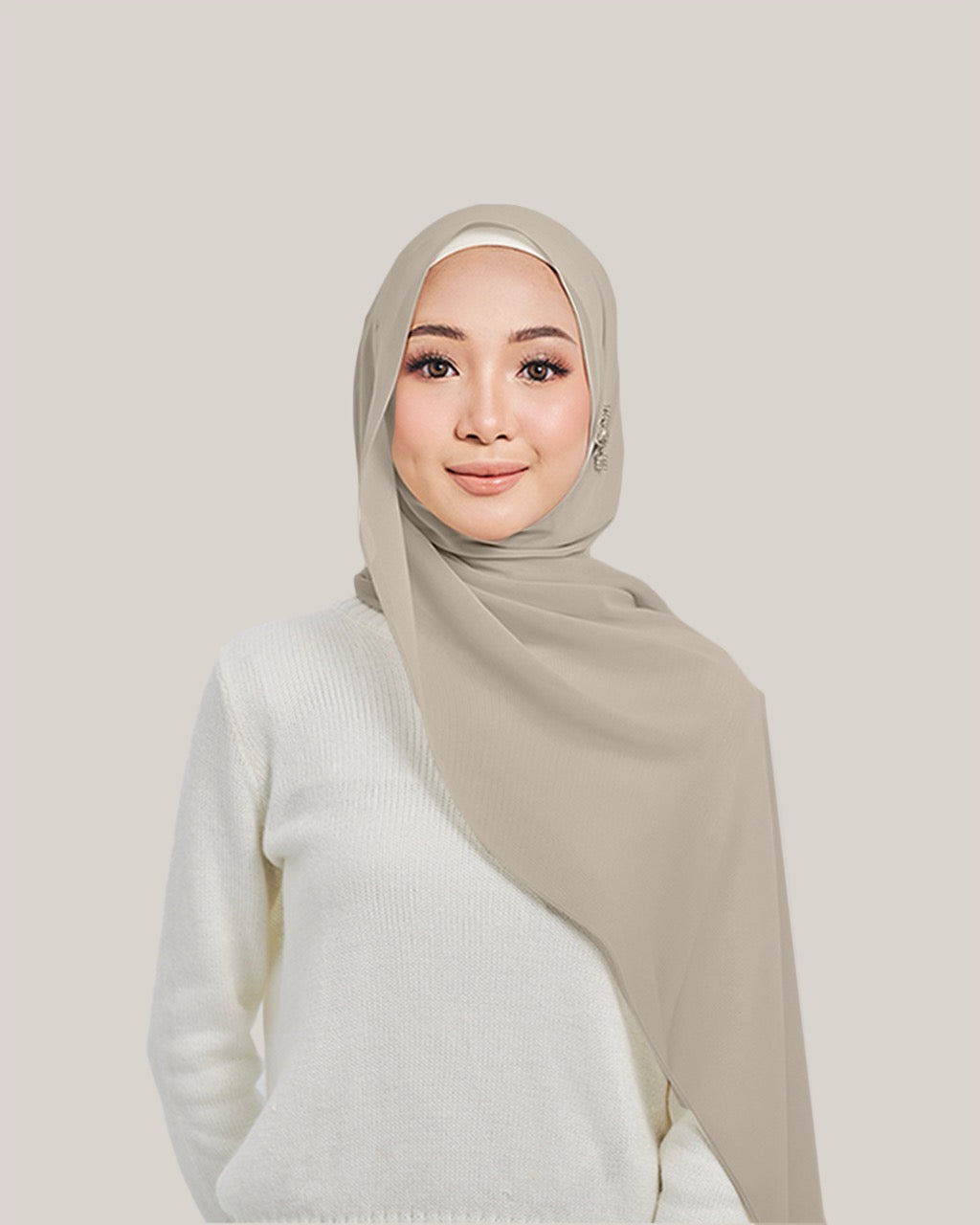 Chiffon Silk in Moss Beige | Guzel KL