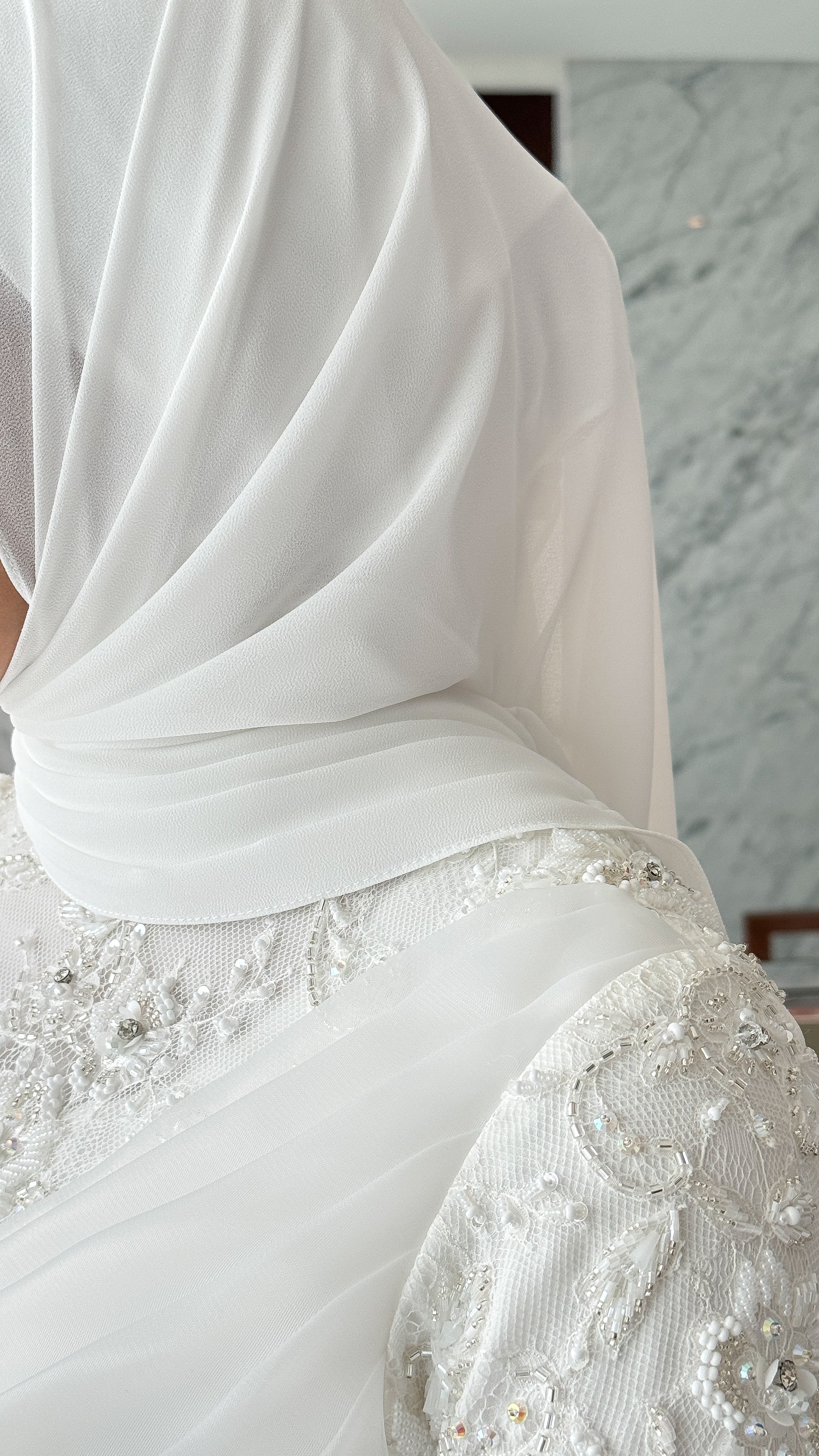 Bridal Wear Pearl Chiffon (Babyseam) | Guzel KL